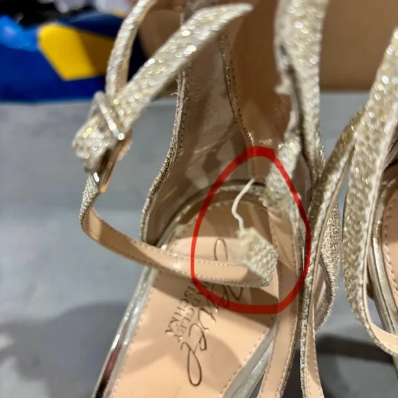 Jewel by Badgley Mischka Glittering Gold Heels New With Defects - Picture 3 of 11